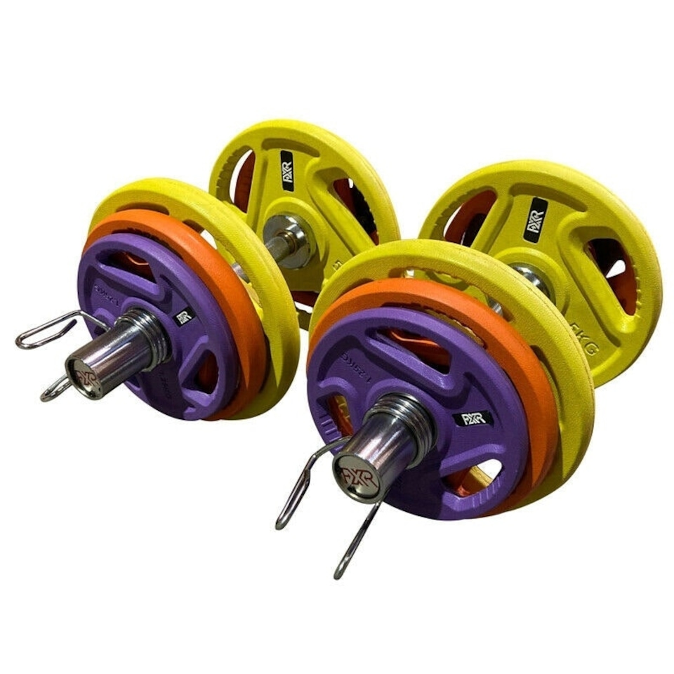 Olympic 2" Dumbbell 20" Bars with TriGrip Iron Plates - 45kg Set
