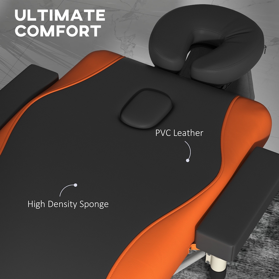 image 1 of HOMCOM Portable Massage Table Beauty Therapy Sofa Bed Spa Aluminium Orange