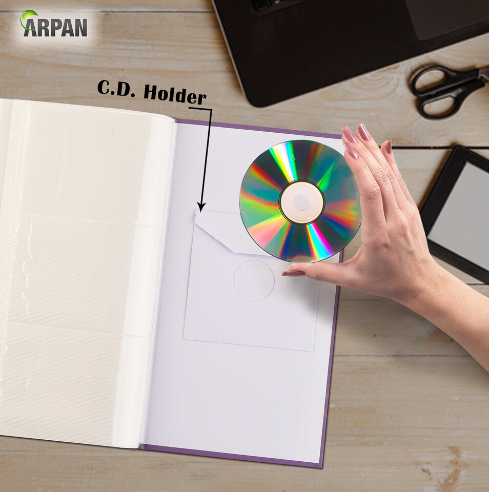image 1 of ARPAN Designer Photo Album 6"x4" (10x15cm) for 300 Photos – Large Slip In Case Photo Album with Front Window Cover