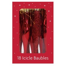 Pack of 18 Christmas Red Icicle Baubles