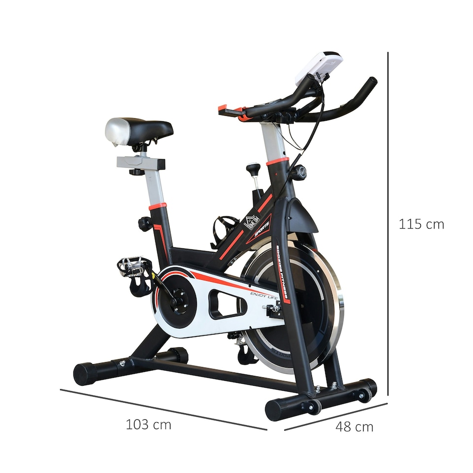 image 1 of HOMCOM Exercise Bike Indoor Cycling w/ LCD Display, Heart Rate Sensor, Black