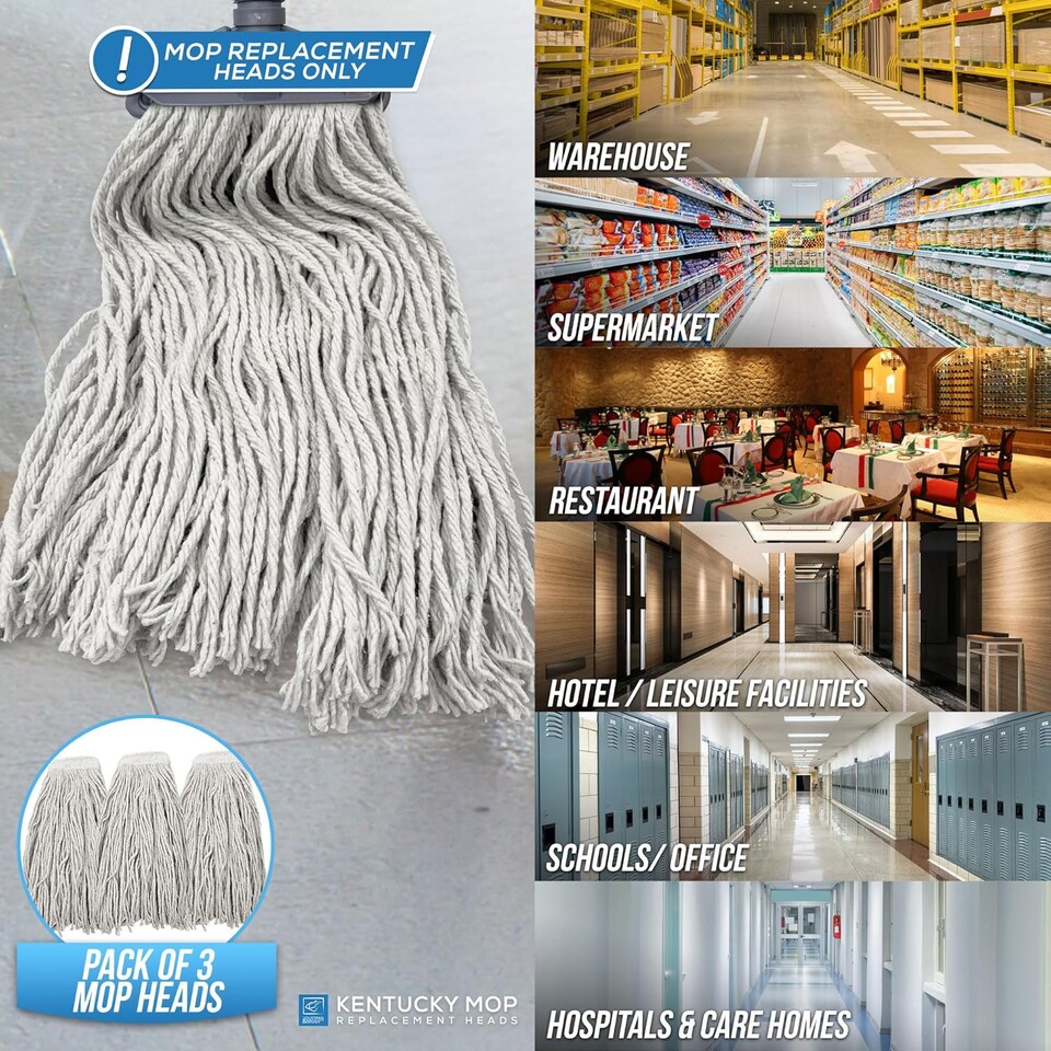 image 1 of Kentucky Mop Heads 16oz Cotton Replacement Heavy Duty Cleaning