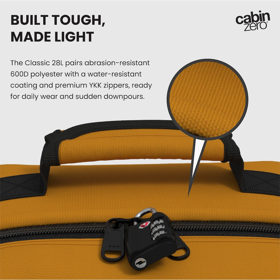 image 1 of CabinZero Classic 28L Lightweight Cabin Backpack, Airline Approved Underseat | Orange | Orange Chill