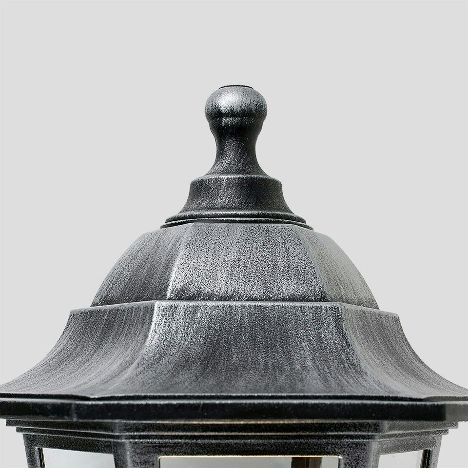 image 1 of ValueLights Mayfair Silver And Black Outdoor Wall Lantern With PIR Motion Sensor