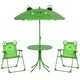 image 1 of Outsunny Foldable Patio Kids Metal Picnic Table w Frog Umbrella Green 4-piece