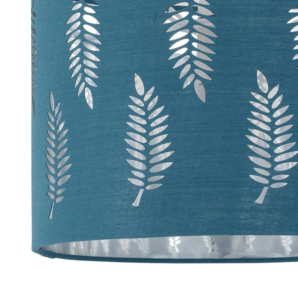 image 1 of First Choice Lighting Fern Teal Cut Out 30cm Pendant Lightshade Green | Silver