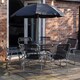 image 1 of 6 Person Garden Furniture Patio Set Table, 6 Chairs & Parasol with Black Glass