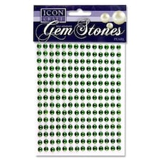 Pack of 210 Pearl Green Self Adhesive 6mm Gem Stones by Icon Craft
