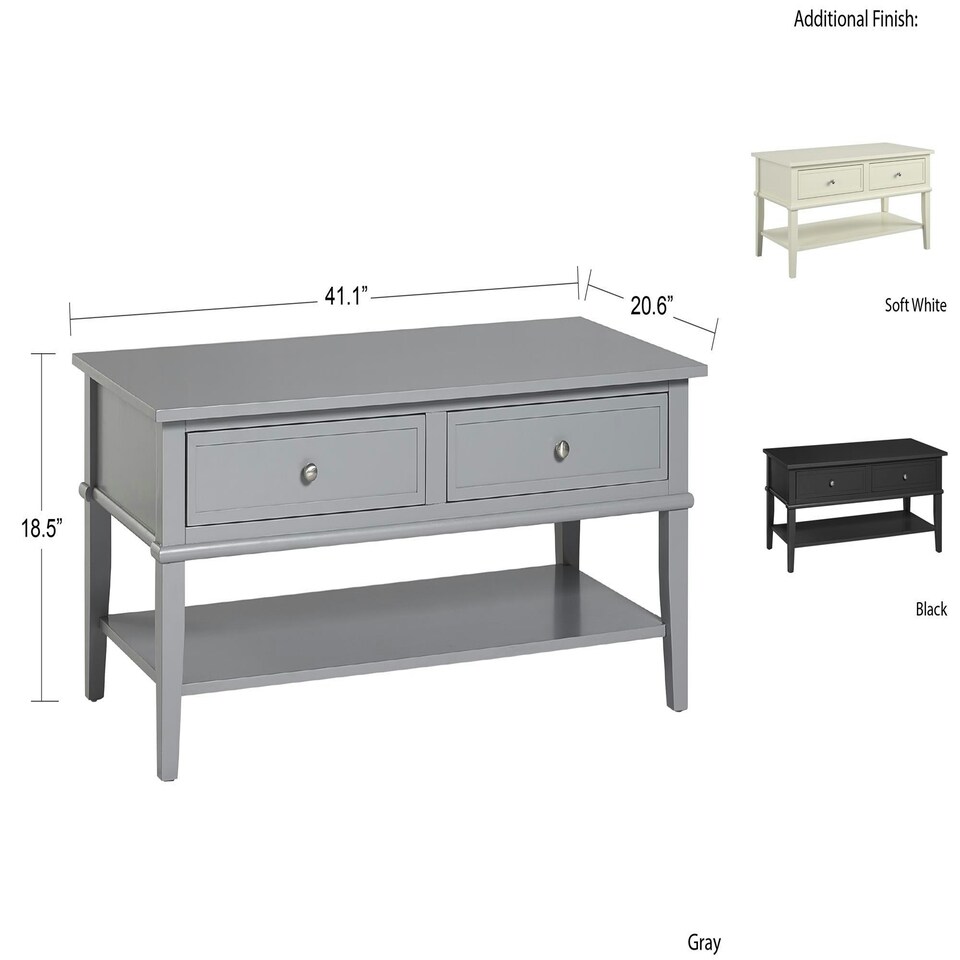 image 1 of Franklin Coffee Table with 2 Drawers Grey Grey | Grey