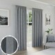 image 1 of Dallas Grey Blackout Curtains 90 x 72 inch (229 x 183 cm) Pencil Pleat 100% Blackout Thermal Noise Reducing Curtains for Bedroom and Living Room