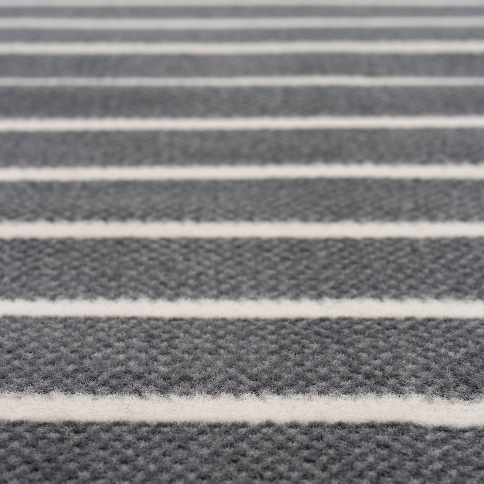 image 1 of kukoon 3ft - 39ft Grey Striped Stair Carpet Long Hallway Runner Rug 70cm x 457cm