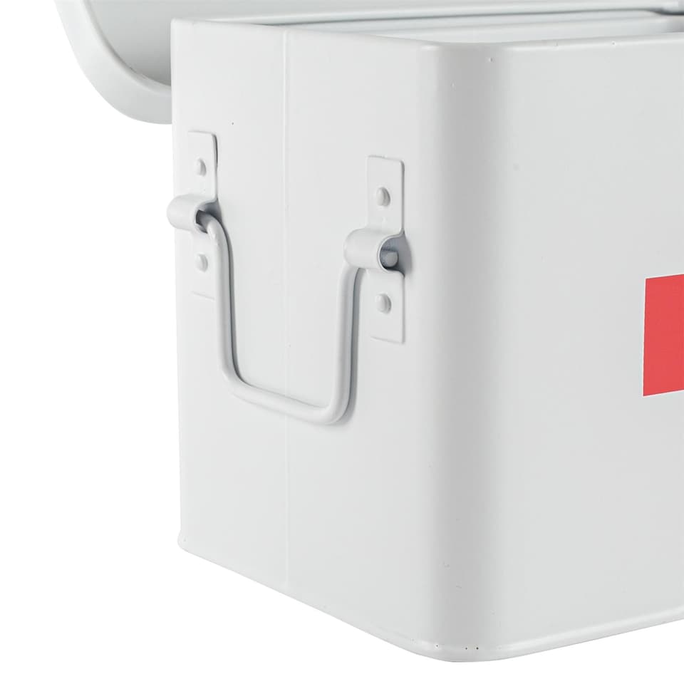 image 1 of Harbour Housewares Vintage Metal First Aid Box - 23cm - White | White | White | 1