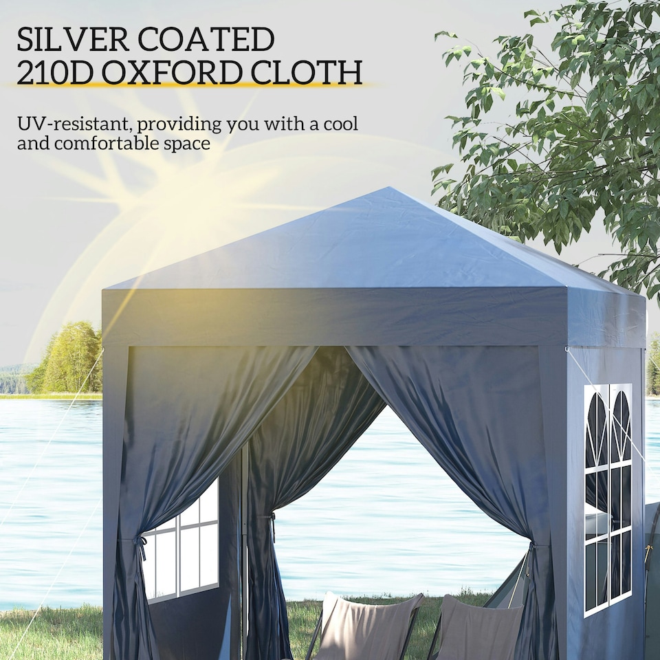 image 1 of Outsunny 2mx2m Pop Up Gazebo Party Tent Canopy Marquee with Storage Bag Blue
