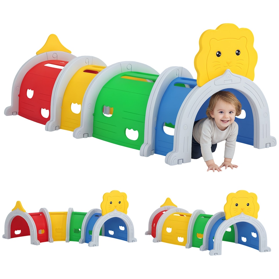 image 1 of AIYAPLAY Kids Play Tunnel for 3-6 Years, Crawl and Climb, Lion Design