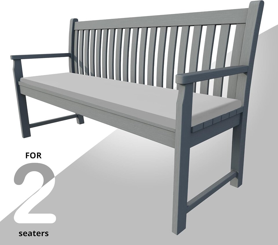 image 1 of Waterproof Garden Bench Cushion 2 Seater I Indoor & Outdoor Bench Seat Pad | Grey
