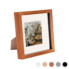 Nicola Spring 8 x 8" Photo Frame - Dark Wood/Ivory Mount - 3D Photo Frame Picture Frame Box Portrait Display Case (22.5 x 22.5cm)