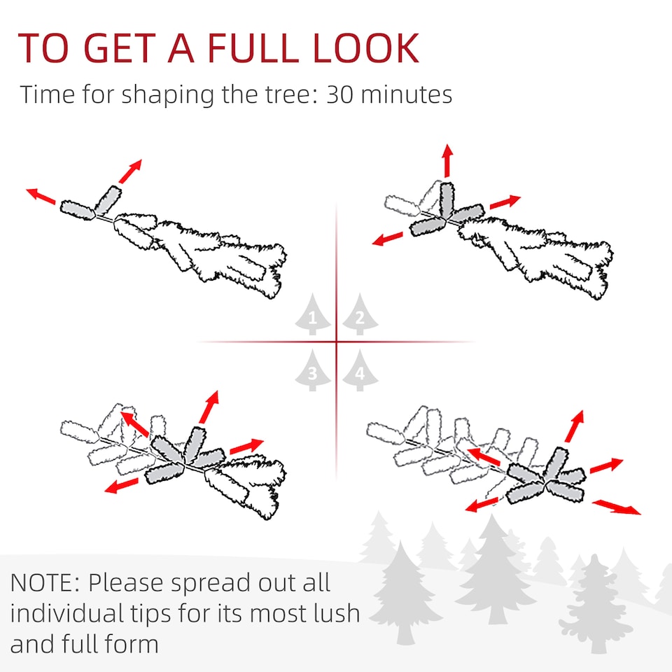 image 1 of HOMCOM 7ft Artificial Pencil Christmas Tree with 405 Snow Flocked Branches, Metal Base, Realistic mas Tree, White