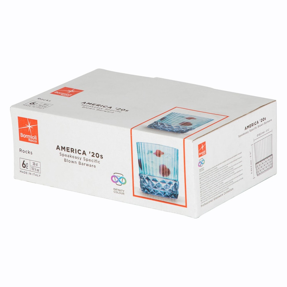 image 1 of Bormioli Rocco America '20s Water Glasses - 300ml - Sapphire Blue - Pack of 6 | Blue | Sapphire Blue