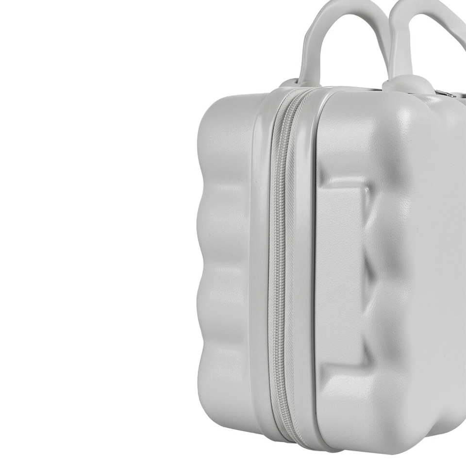 image 1 of Living and Home Portable Hard Shell Makeup Travel Case with Handle，White | White | Personal Item