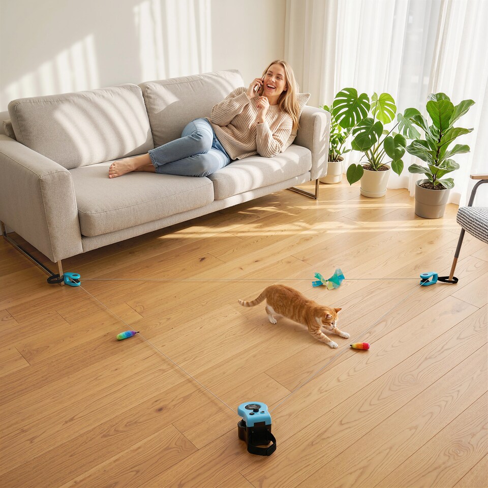 image 1 of PawHut Automatic & Remote Control Interactive Cat Toy DIY Track Mouse Sound