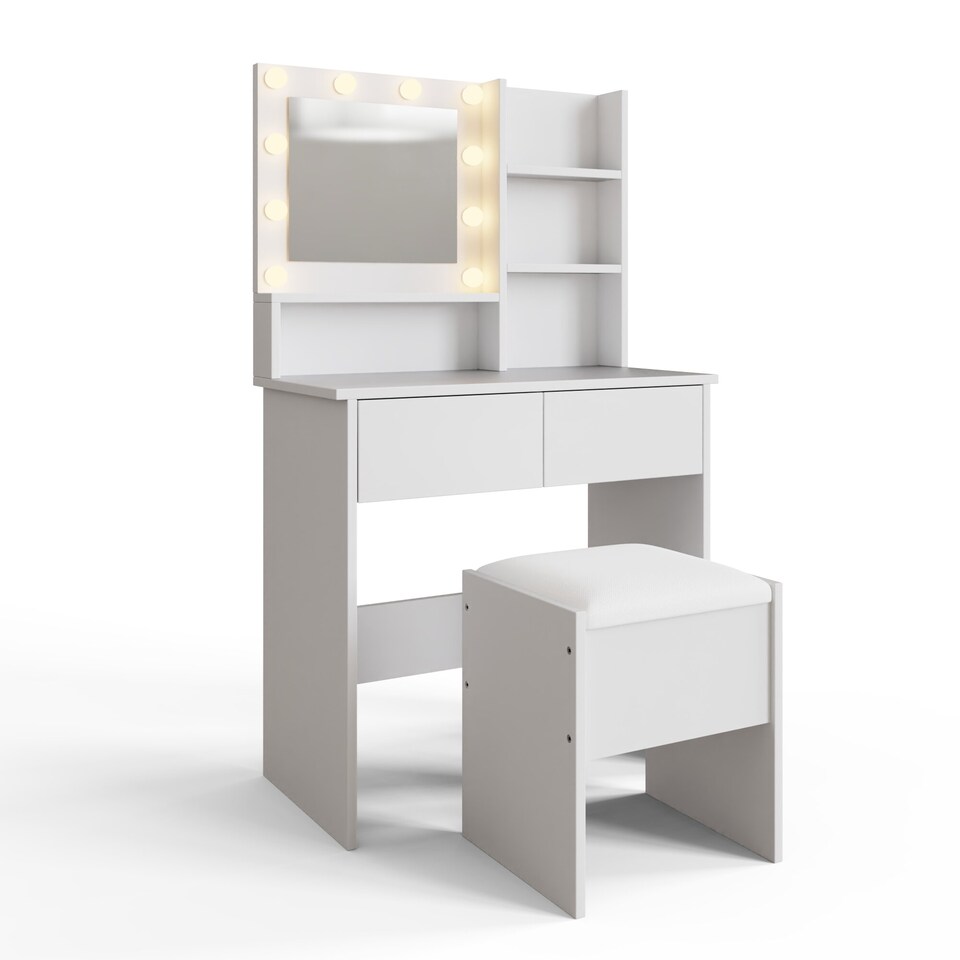 image 1 of Eva LED Dressing Table Set | White | White