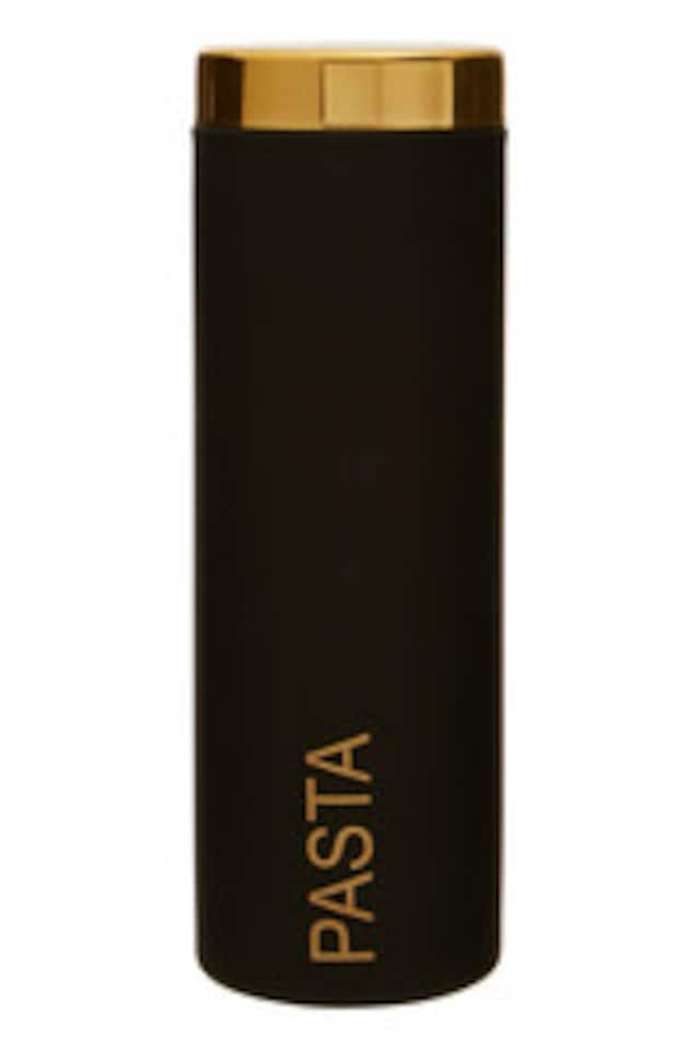 image 1 of Liberty Black Enamel Pasta Canister With Gold Lid