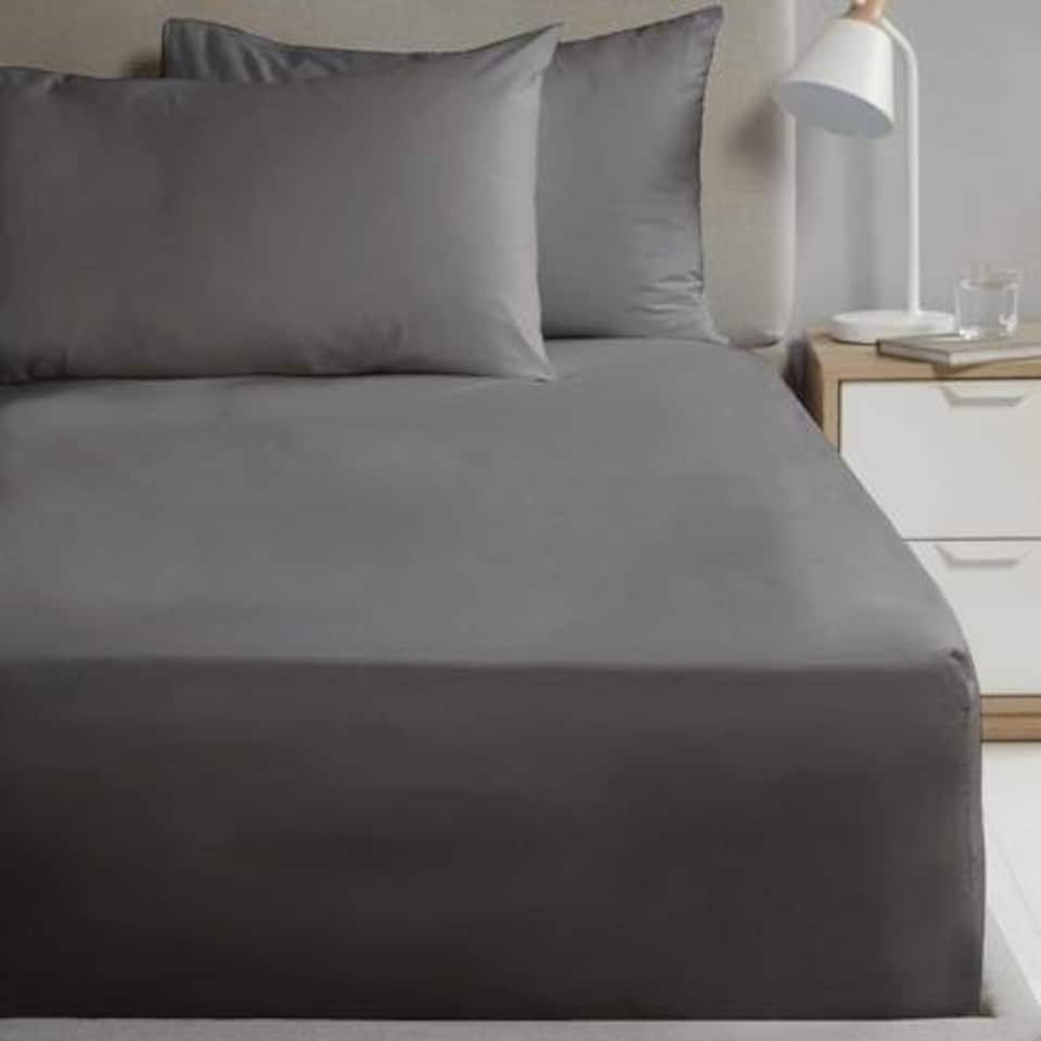 Percale 180TC Flat Sheet - Charcoal - Double