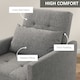 image 5 of HOMCOM Convertible Single Chair Bed w/ Tufted Upholstered Fabric, Grey