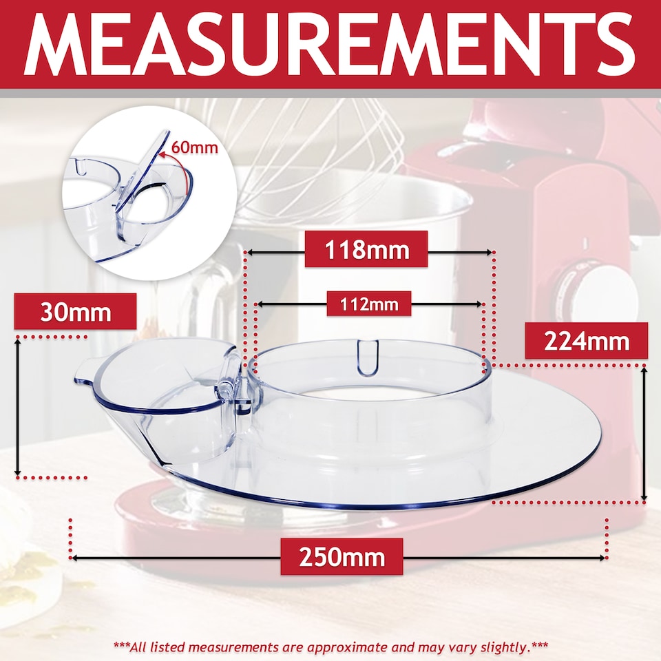 image 1 of SPARES2GO Splash Guard for Kenwood KMIX KMX75 KMX750 KMX754 KMX76 KMX760 KMX77 KMX770 Stand Mixer