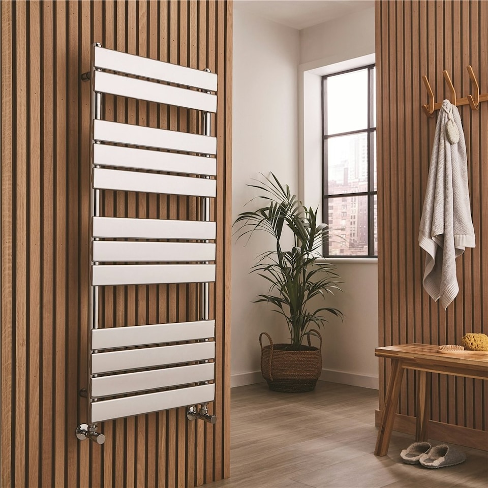 image 1 of 1200mm (H) x 500mm (W) - Chrome Vertical Bathroom Towel Radiator (Bath) - (1.20m x 0.5m) - Depth 65mm