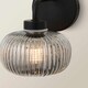 image 5 of ValueLights Amaia Black IP44 Smoke Ribbed Glass Wall Light & Bulb | Black
