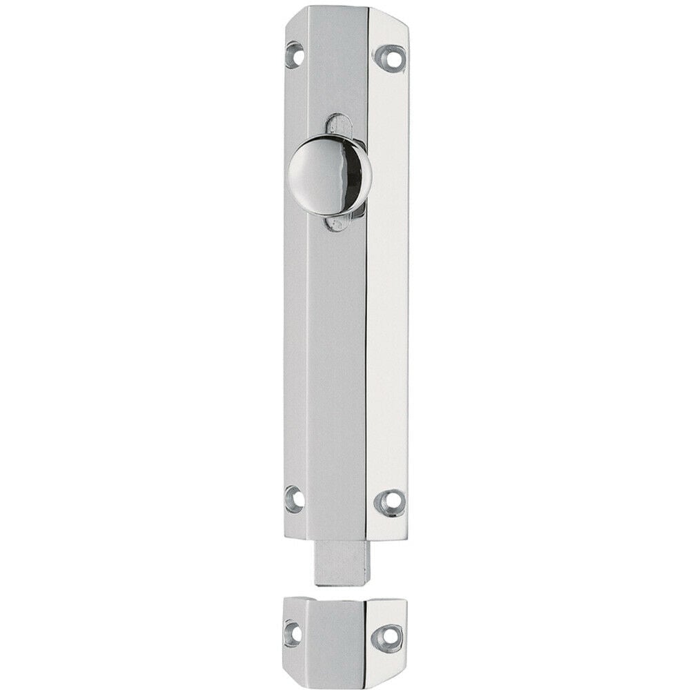 Loops Surface Mounted Flat Sliding Door Bolt Lock 102 x 36mm Polished Chrome