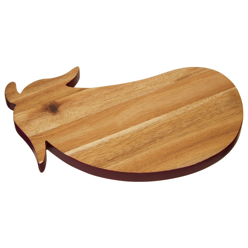image 1 of Interiors by Premier Aubergine Design Chopping Board with Brown Edge, Acacia Wood Cutting Board For Kitchen, Wooden Chopping Board