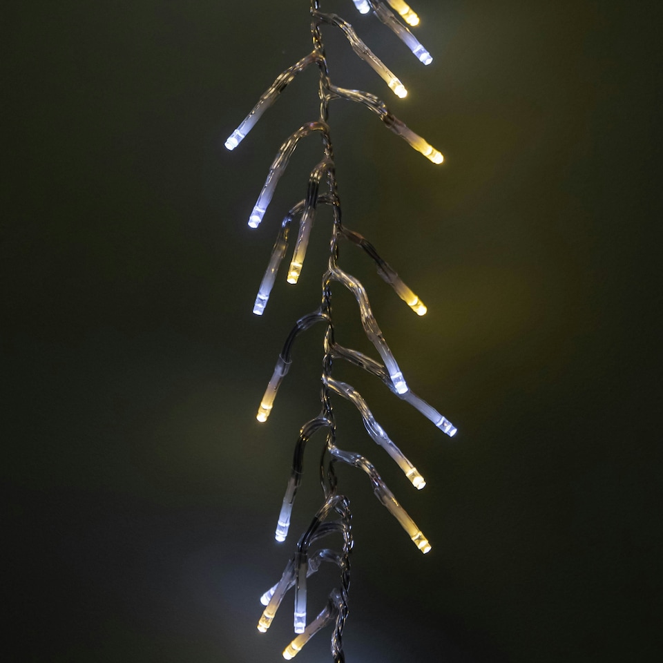 image 1 of 12.4m 960 LED ClusterBrights Christmas Lights with Timer in Warm & Cool White Clear Cable