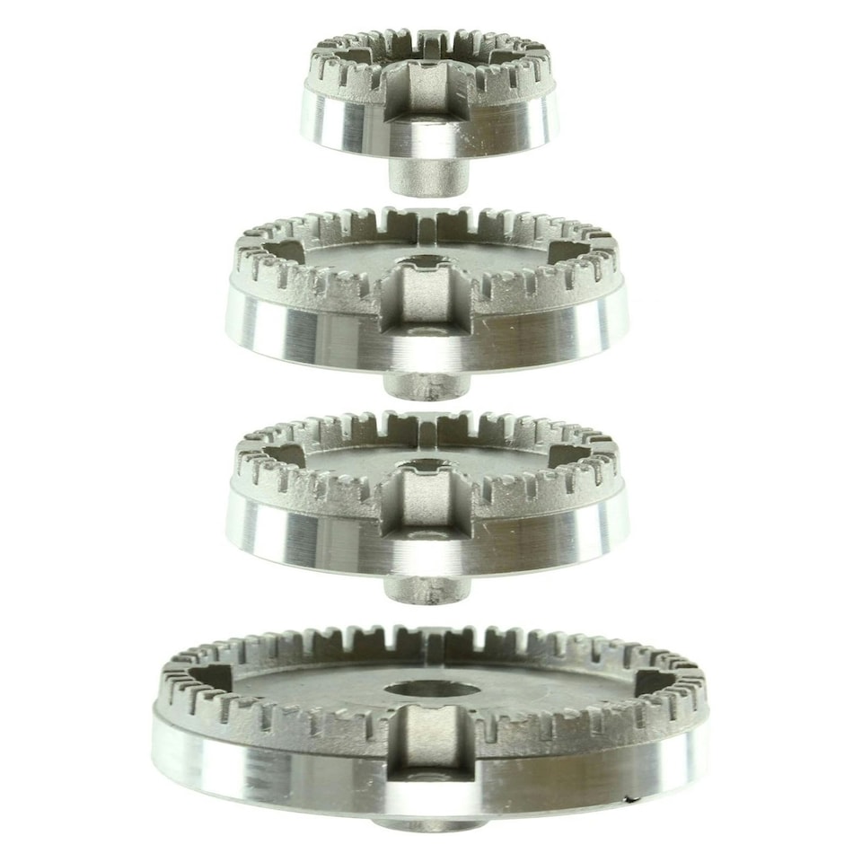 image 1 of SPARES2GO (Non Universal) Oven Cooker Hob Gas Burner Crown & Flame Cap Kit for Hotpoint (Small, 2 Medium & Large, 55mm - 100mm)