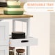 image 4 of HOMCOM Rolling Kitchen Island Cart, Bar Serving Cart, Compact Trolley on Wheels with Wood Top, Shelves & Drawers for Home Dining Area, White