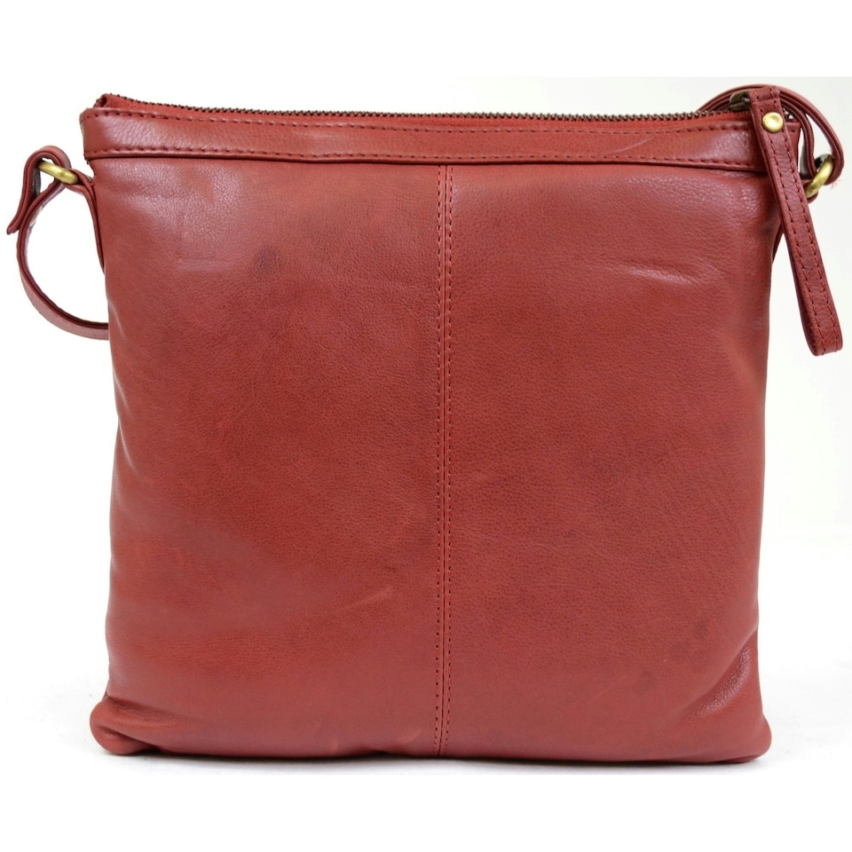 image 1 of Butter Soft Premium Leather Cross Body Bag, Adjustable Shoulder Strap Red | Red
