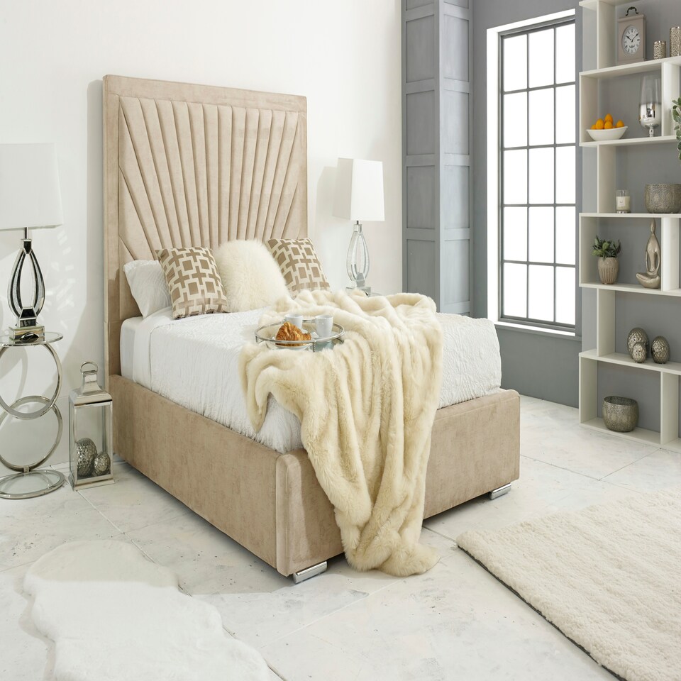 image 1 of Downtown Plush Superking Bed Frame - Beige