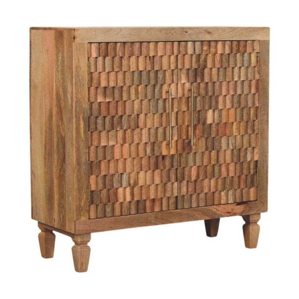 image 1 of Artisan Furniture Solid Wood Cadiz Carved Block Storage Cabinet