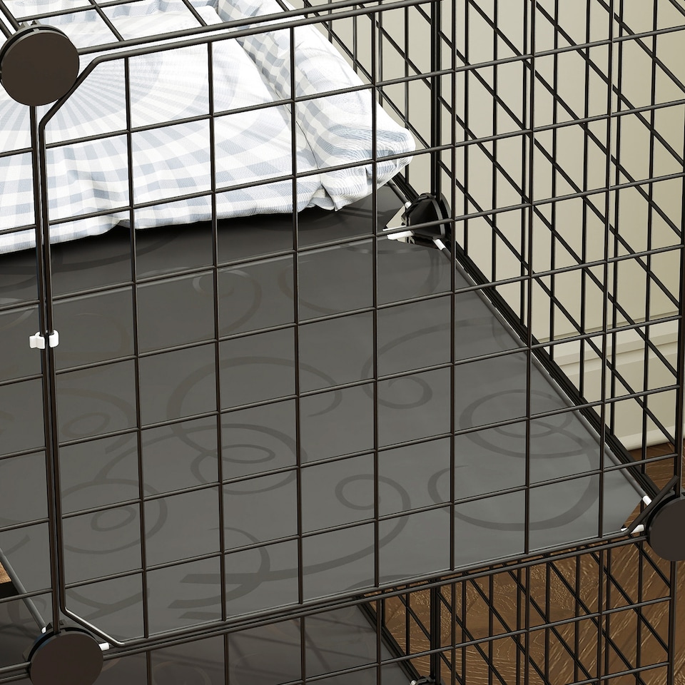image 1 of PawHut Indoor Cat Cage with DIY Customizable Design Black | Black | Black | S