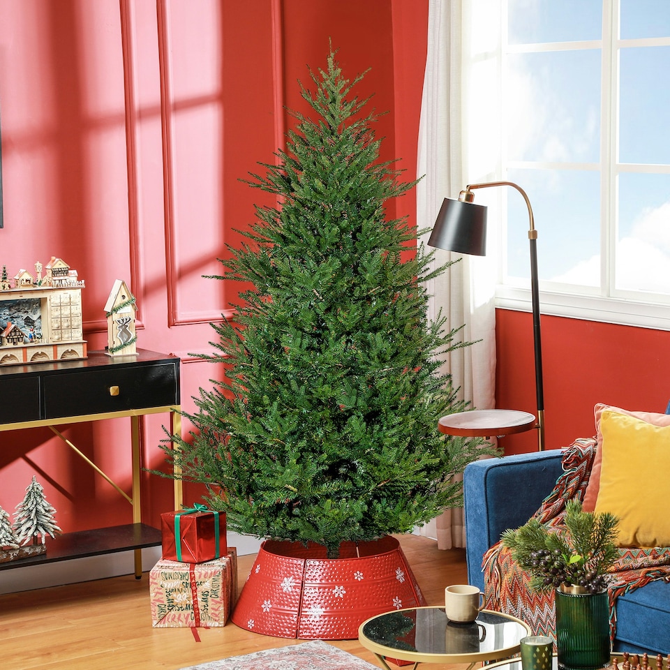 image 1 of HOMCOM 6 Foot Artificial Christmas Tree with Realistic Hinged Branches, Green