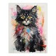 image 3 of Kitten Colourful Oil Bright Baby Cat Black Framed Wall Art Print A4