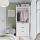 image 4 of 2 Door 3 Drawer Wardrobe with Hanging Rail - Modern Bedroom Storage Furniture | White | White with White Doors | 1