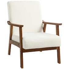 HOMCOM Boucle Accent Chair Armchair W/ Wide Seat for Living Room Bedroom, White
