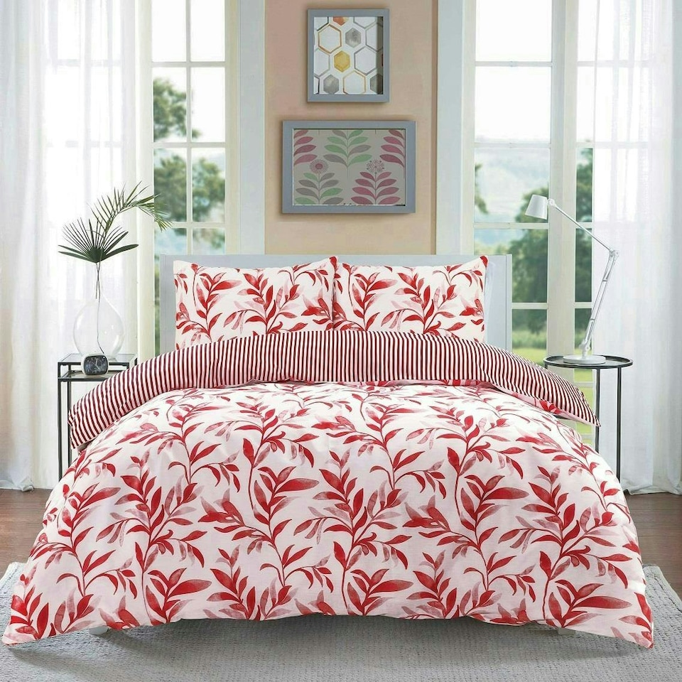 image 1 of Ellie Duvet Cover Set - Double - Red
