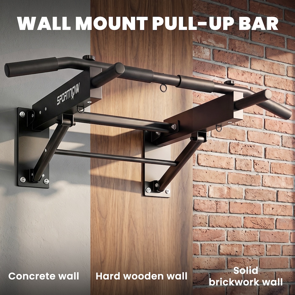 image 1 of SPORTNOW Pull Up Bar Wall Mounted, Folding Chin Up Bar, Max Load 120 kg
