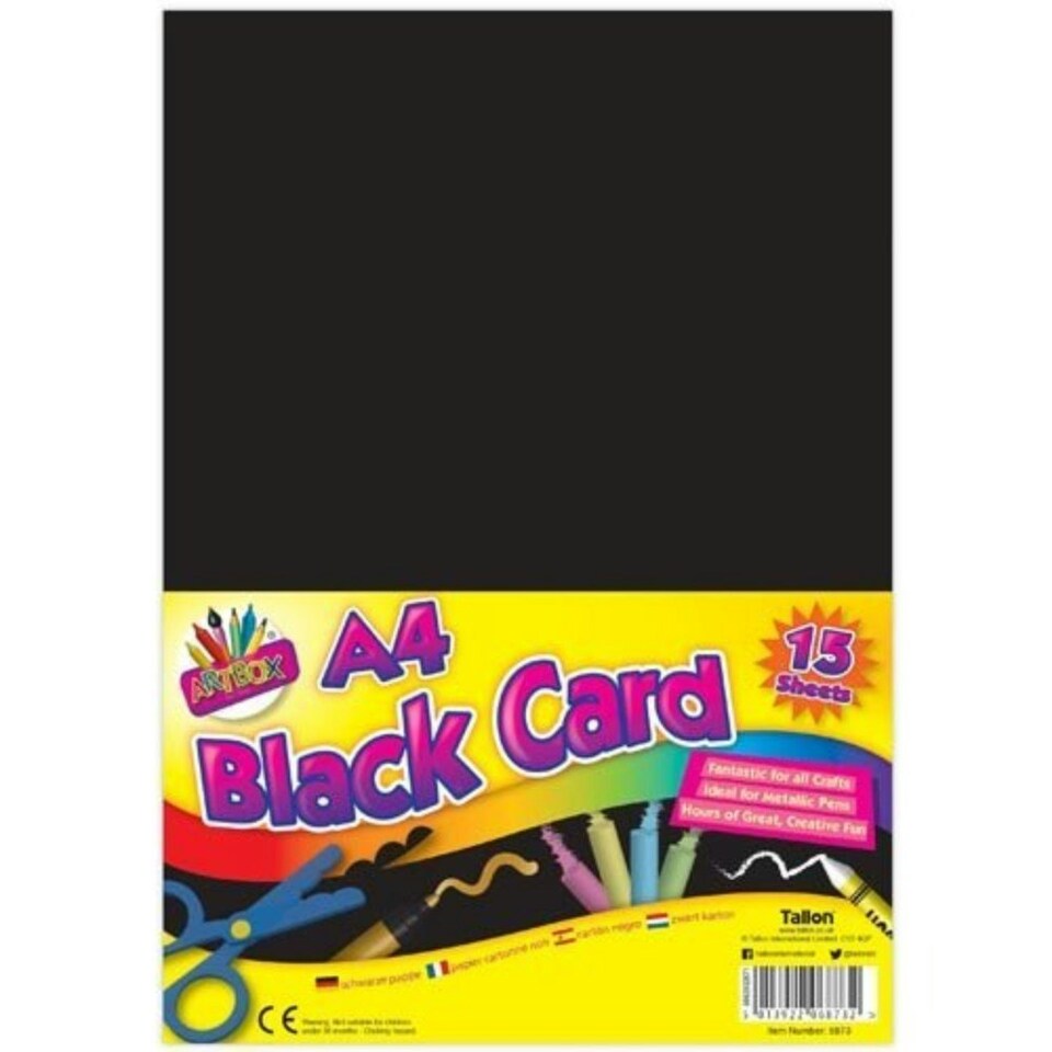 image 1 of ArtBox A4 Black Card (Pack of 15 Sheets)