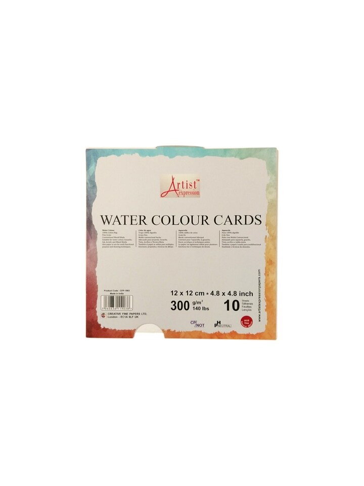 image 1 of Water Colour Cards Folder 10 Sheets 12 x 12cm