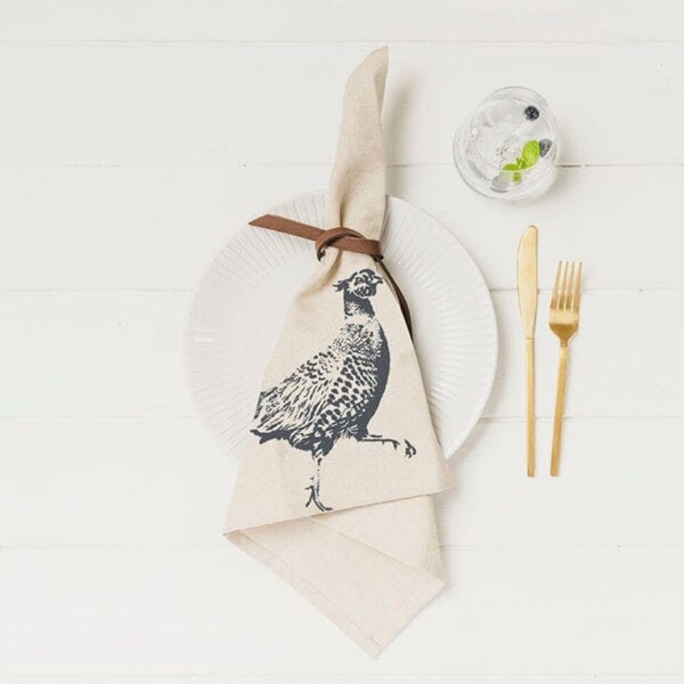 image 1 of The Just Slate Company Set of 4 Pheasant Linen Napkins