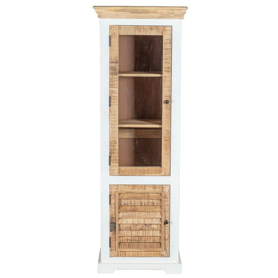 image 1 of Oscar Wood Bookcase/Display Cabinet – 3 Shelves & 1 Door | Brown | Brown